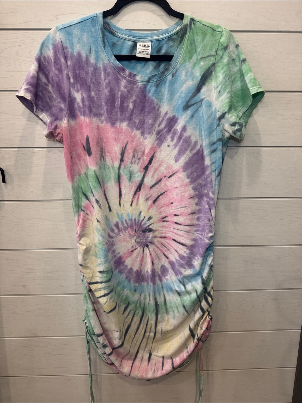 PINK Victoria's Secret Pastel Tie-Dye Spiral Ruched Tee Dress